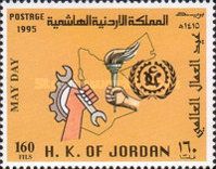 Hands holding Wrench and Torch,Jordanien Map