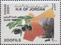 Olives on branch, tree, map of Jordan