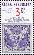 A. Mucha: The proposal of newspaper stamp "Falcon in flight"