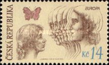 Butterfly, girl and profiles of ageing woman