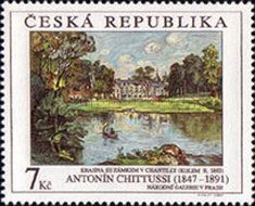 A. CHITTUSSI: Landscape with Chateau in Chantilly, 1883