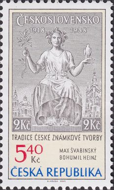 Max Švabinsky´s stamp from 1938 (figure of the Republic)