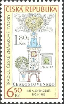 Stamp with the Green Frog sign by Jirí Švengsbír  (1970)