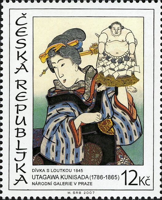 Utagawa Kunisada (1786-1865): Girl with a Puppet, 1845
