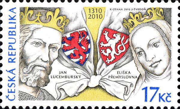Jan Lucemburský and his wife Eliška Přemyslovna
