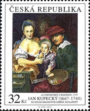 Jan Kupecký: Self-portrait with family, 1719