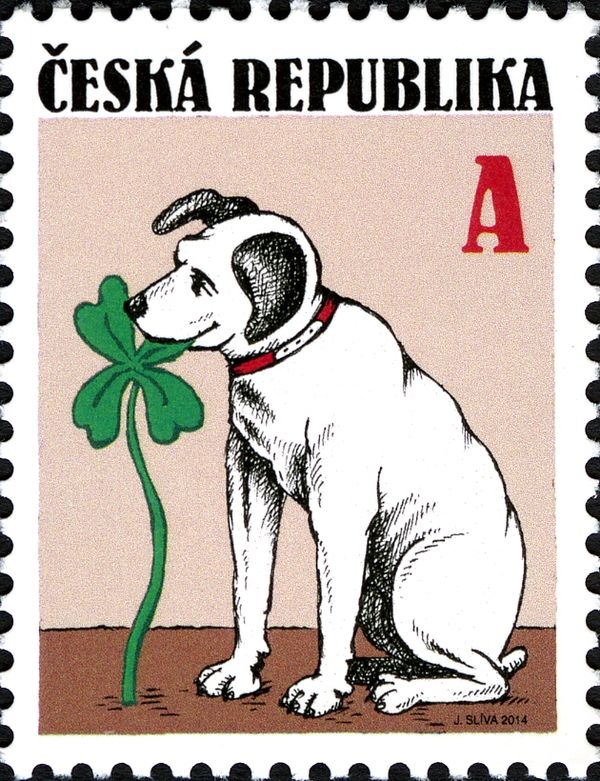 Dog with four-leaf clover