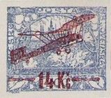 Hradcany at Prague - Overprint Airplane and new value