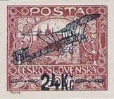 Hradcany at Prague - Overprint Airplane and new value