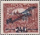 Hradcany at Prague - Overprint Airplane and new value