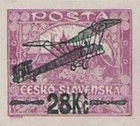 Hradcany at Prague - Overprint Airplane and new value