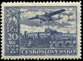 Plane over Hradschin, Charles Bridge, Prague, Fokker F VIII