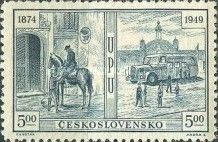Mounted postman and mail van