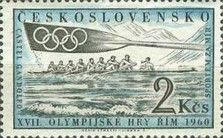 Rowing eight with cox, rudder with Olympic rings