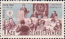 Scientists’ meeting and nuclear physics emblem