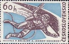 Alexei Leonov floating in space