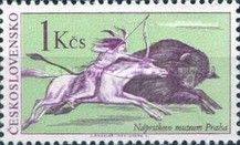 Indian on horseback hunting buffalo