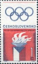 Olympic flame, Czechoslovak flag and Olympic rings