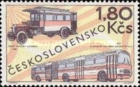 First Prague bus (1907), and sectionalized Skoda bus (1967)