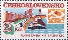 Containers on Railway Trucks and River Barge (Transport)