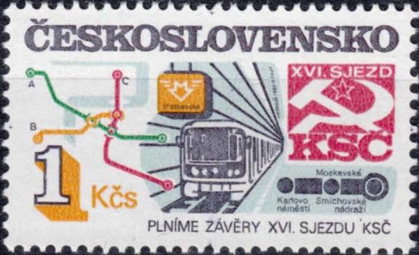 Train and Map of Prague Underground Railway