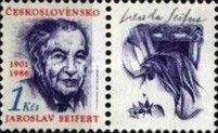 90th Birth Anniv. of J. Seifert (1901-1986) + Label