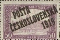 Hungarian Parliament Stamp overprinted ČESKO SLOVENSKÁ POŠTA