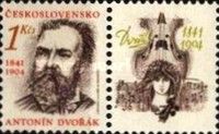 150th Birth Anniv. of Dvořák (1841-1904) + Label