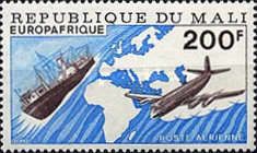 Freighter and Vickers Viscount 800 Against Map of Europa