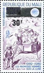 Astronauts and Lunar Module surcharged