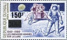 Astronauts and Lunar Module surcharged