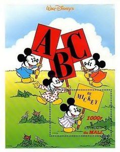 Mouse Children holding "ABC" and "DE MICKEY" Signs