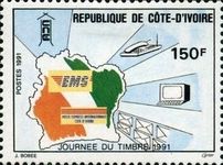 Map of Ivory Coast with flag