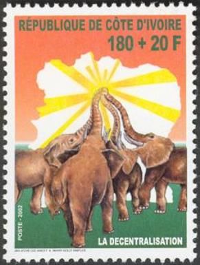 Elephants, Outline Map of Ivory Coast