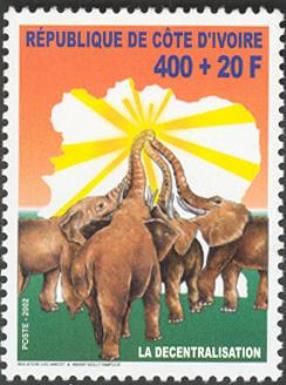 Elephants, Outline Map of Ivory Coast
