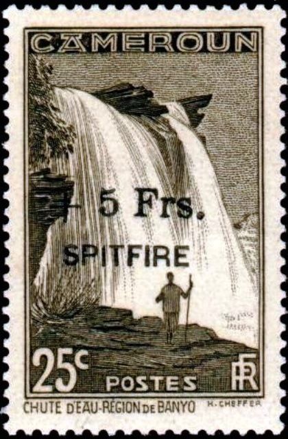 Falls of M'bam River near Banyo overprint & surcharge