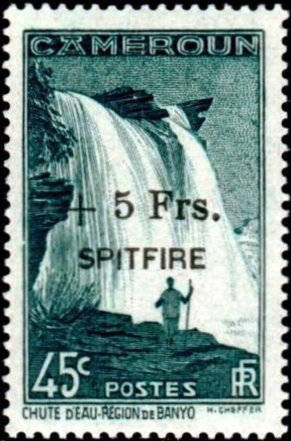 Falls of M'bam River near Banyo overprint & surcharge