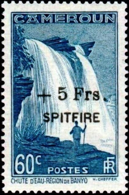 Falls of M'bam River near Banyo overprint & surcharge