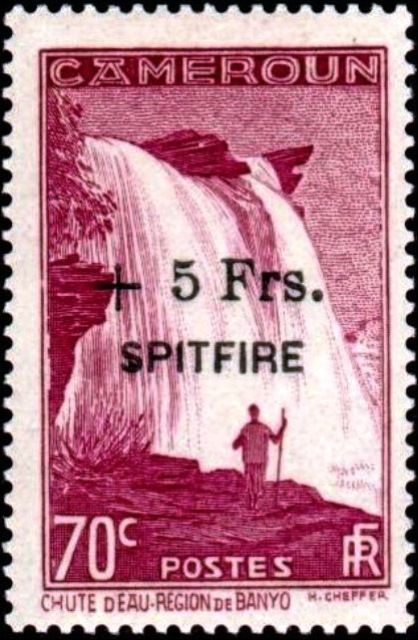 Falls of M'bam River near Banyo overprint & surcharge