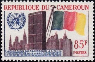 New York with UN Building, UN Sign and Country Flag