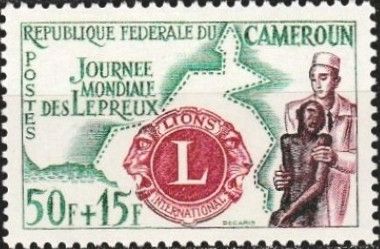 Lions Emblem and Nurse with Leper