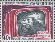 Earth on television screen transmitted by Molniya