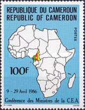 Map of Africa and Cameroon Flag