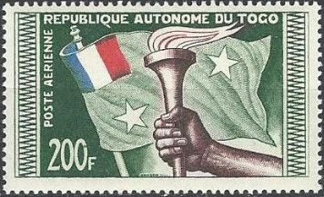 Torch and flag from France and Togo