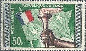 Torch and flag from France and Togo