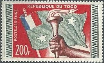 Torch and flag from France and Togo