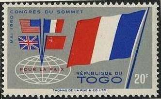 French flag and flags of the 4 powers
