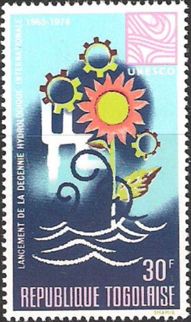 Symbolic water Cycle, Flower and cogwheels