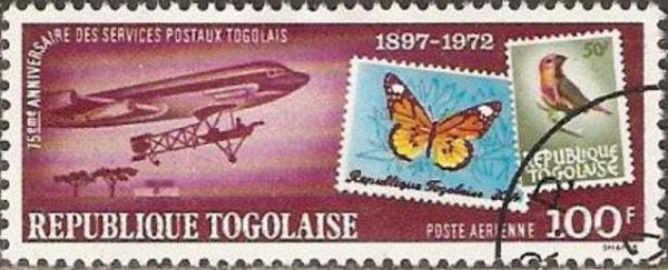 Plane, bird and Danaus chrysippus butterfly