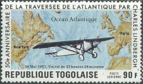 Spirit of St. Louis over Atlantic Ocean